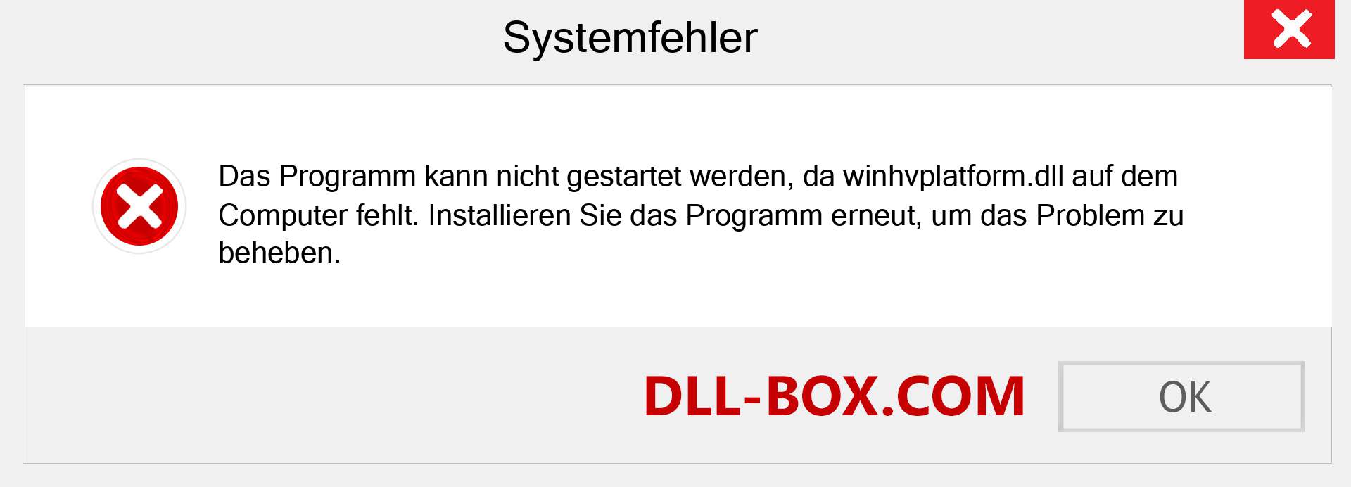 winhvplatform.dll-Datei fehlt?. Download für Windows 7, 8, 10 - Fix winhvplatform dll Missing Error unter Windows, Fotos, Bildern